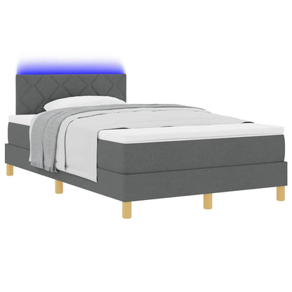 LED Boxspringbett mit Matratze Dunkelgrau 120 x 200 cm Stoff