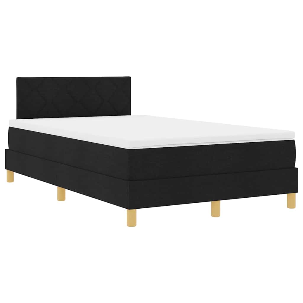 LED Boxspringbett mit Matratze Schwarz 120 x 200 cm Stoff