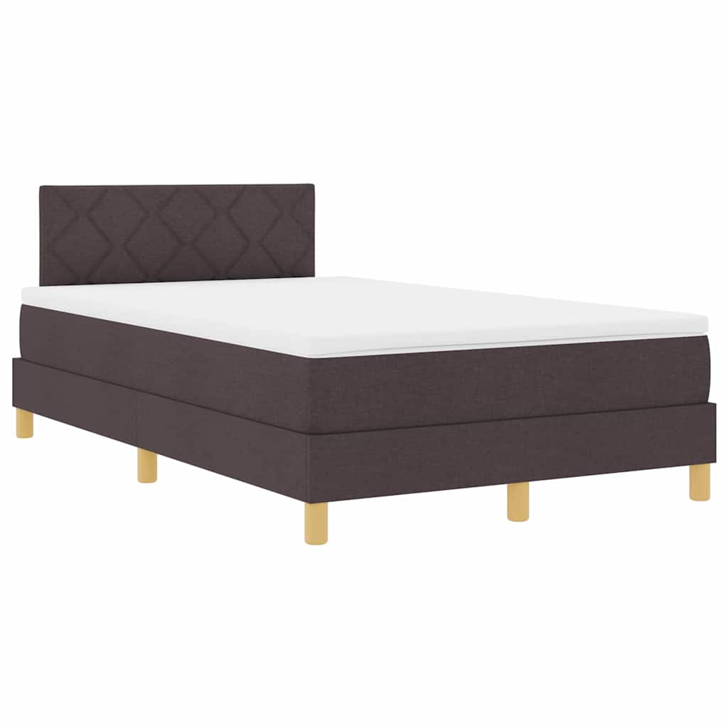 vidaXL LED Boxspringbett mit Matratze Dunkelbraun 120 x 200 cm Stoff