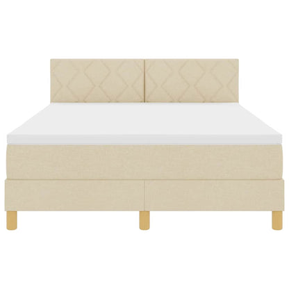 LED Boxspringbett mit Matratze mit LED Creme 160 x 200 cm Stoff
