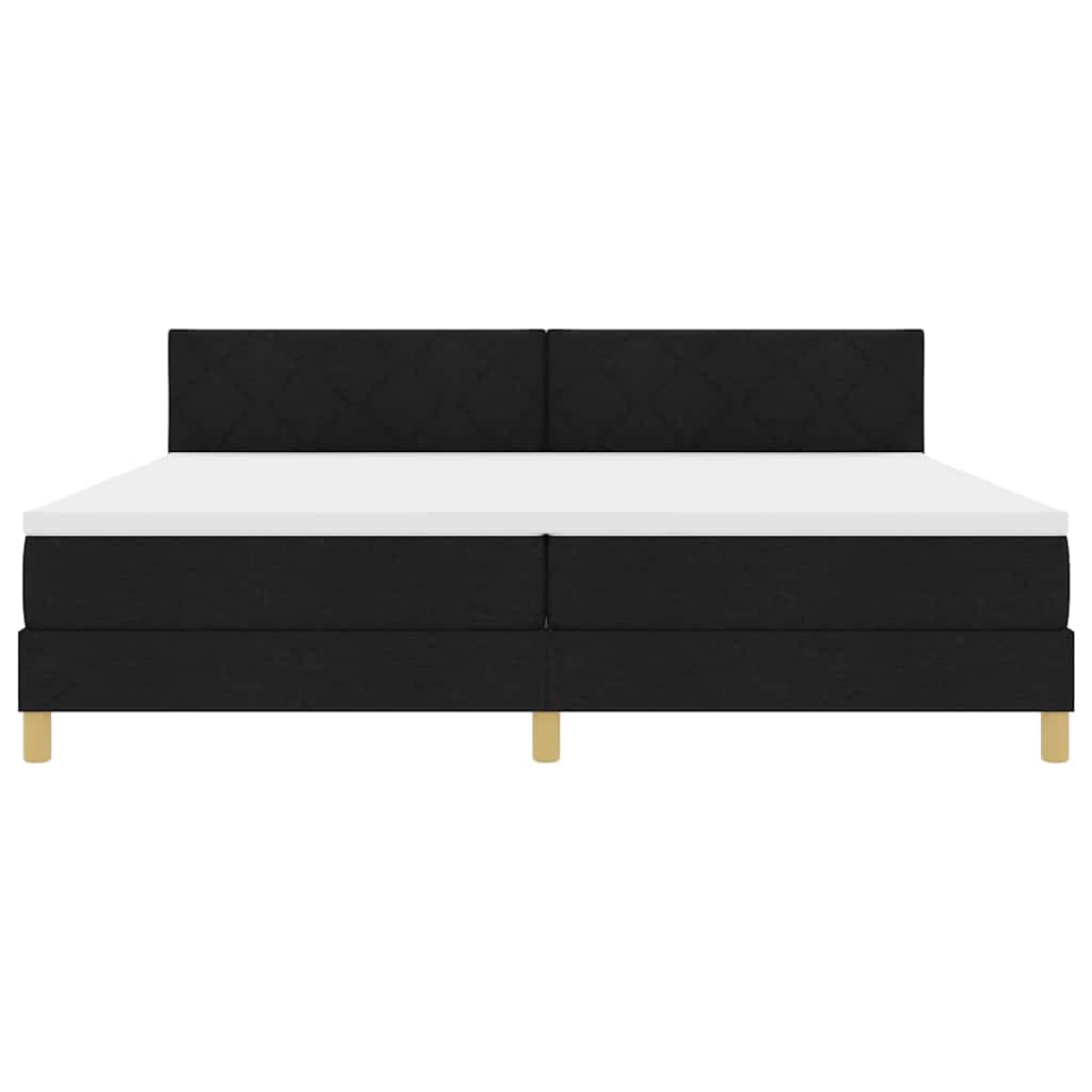 LED Boxspringbett mit Matratze Schwarz 200 x 200 cm Stoff