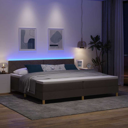 LED Boxspringbett mit Matratze Dunkelbraun 200 x 200 cm Stoff