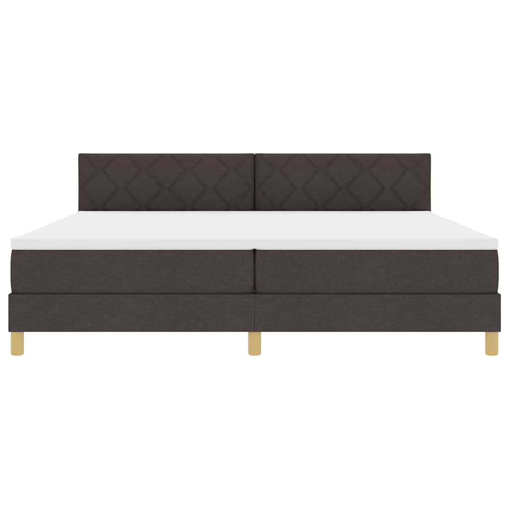 LED Boxspringbett mit Matratze Dunkelbraun 200 x 200 cm Stoff