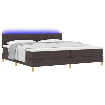 LED Boxspringbett mit Matratze Dunkelbraun 200 x 200 cm Stoff