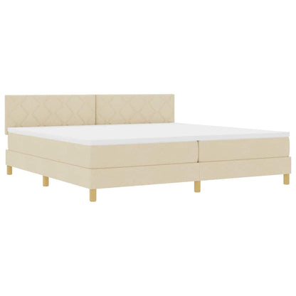 LED Boxspringbett mit Matratze mit LED Creme 200 x 200 cm Stoff