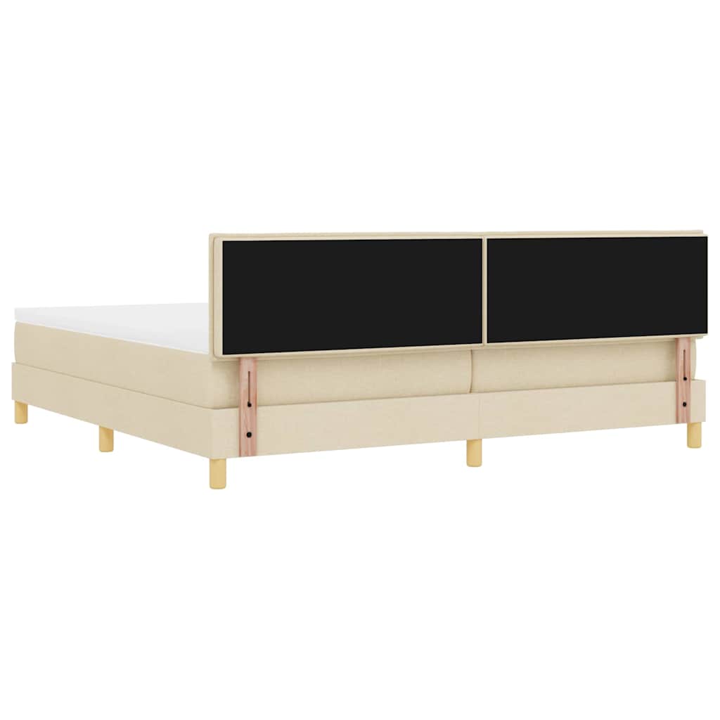 LED Boxspringbett mit Matratze mit LED Creme 200 x 200 cm Stoff