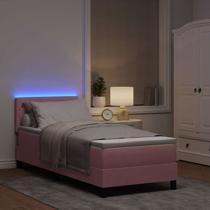 LED Boxspringbett mit Matratze mit LED Rosa 80 x 200 cm Samt