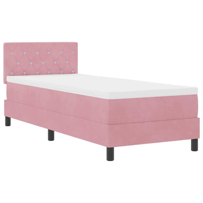 LED Boxspringbett mit Matratze mit LED Rosa 80 x 200 cm Samt