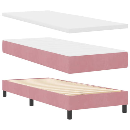LED Boxspringbett mit Matratze mit LED Rosa 80 x 200 cm Samt