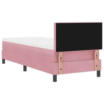 LED Boxspringbett mit Matratze mit LED Rosa 80 x 200 cm Samt