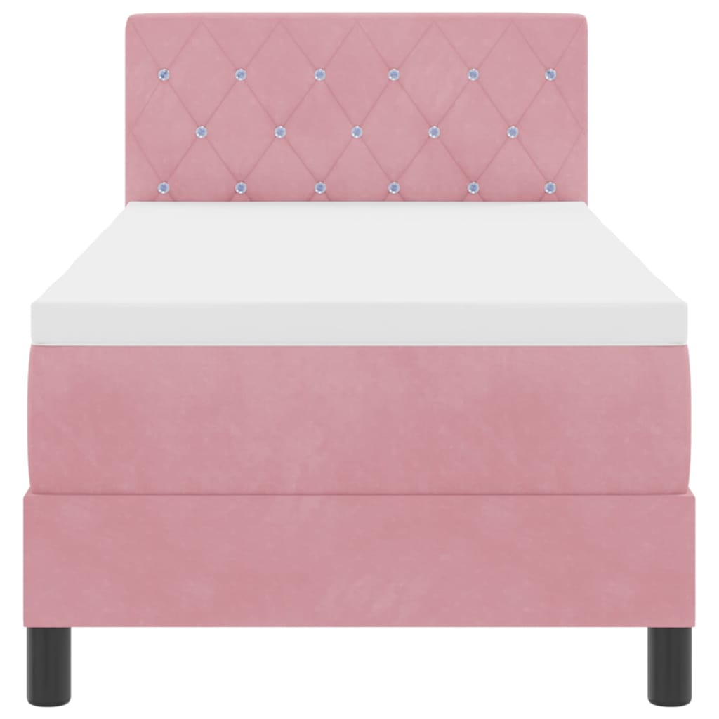 LED Boxspringbett mit Matratze mit LED Rosa 80 x 200 cm Samt