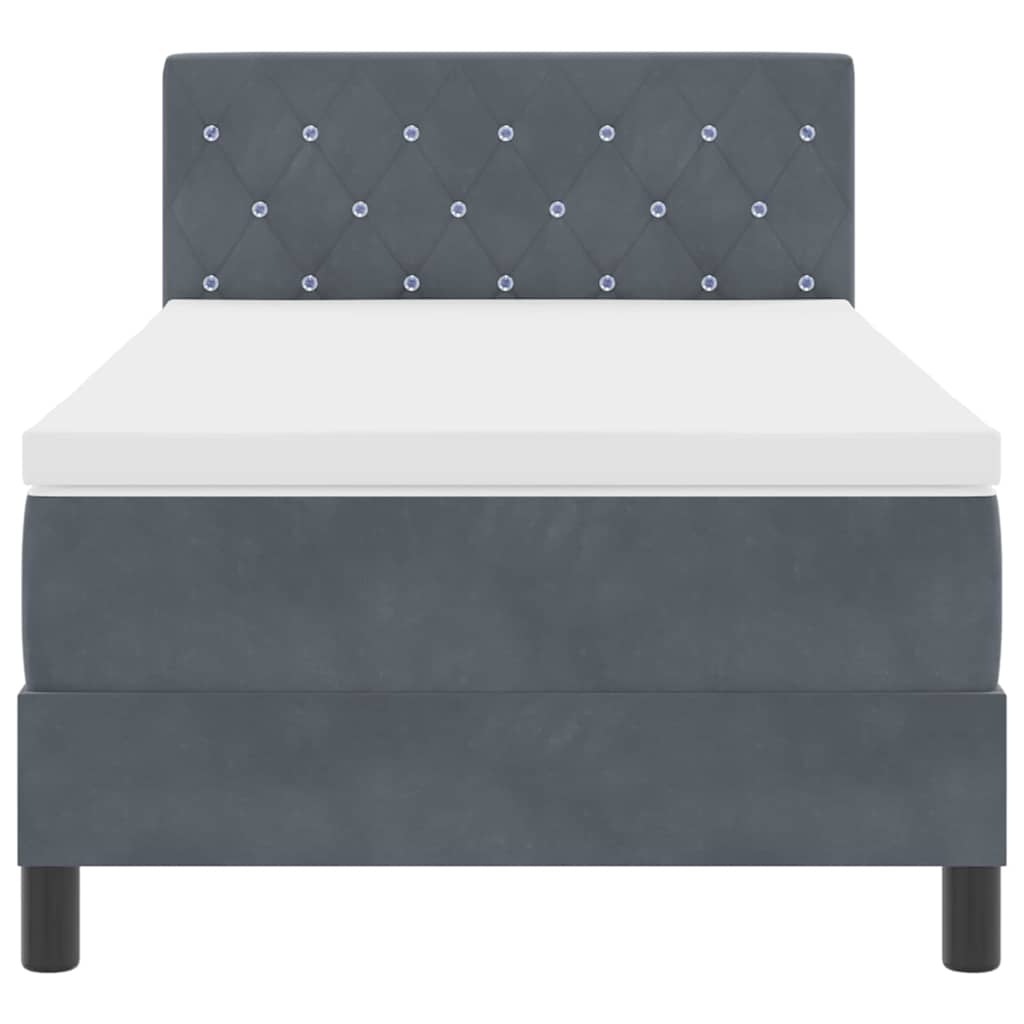 LED Boxspringbett mit Matratze Dunkelgrau 90 x 190 cm Samt