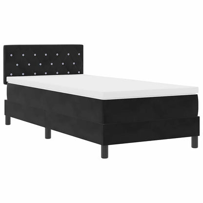 LED Boxspringbett mit Matratze mit LED Schwarz 90 x 190 cm Samt