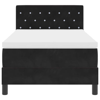 LED Boxspringbett mit Matratze mit LED Schwarz 90 x 190 cm Samt