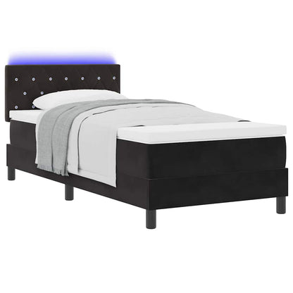 LED Boxspringbett mit Matratze mit LED Schwarz 90 x 190 cm Samt
