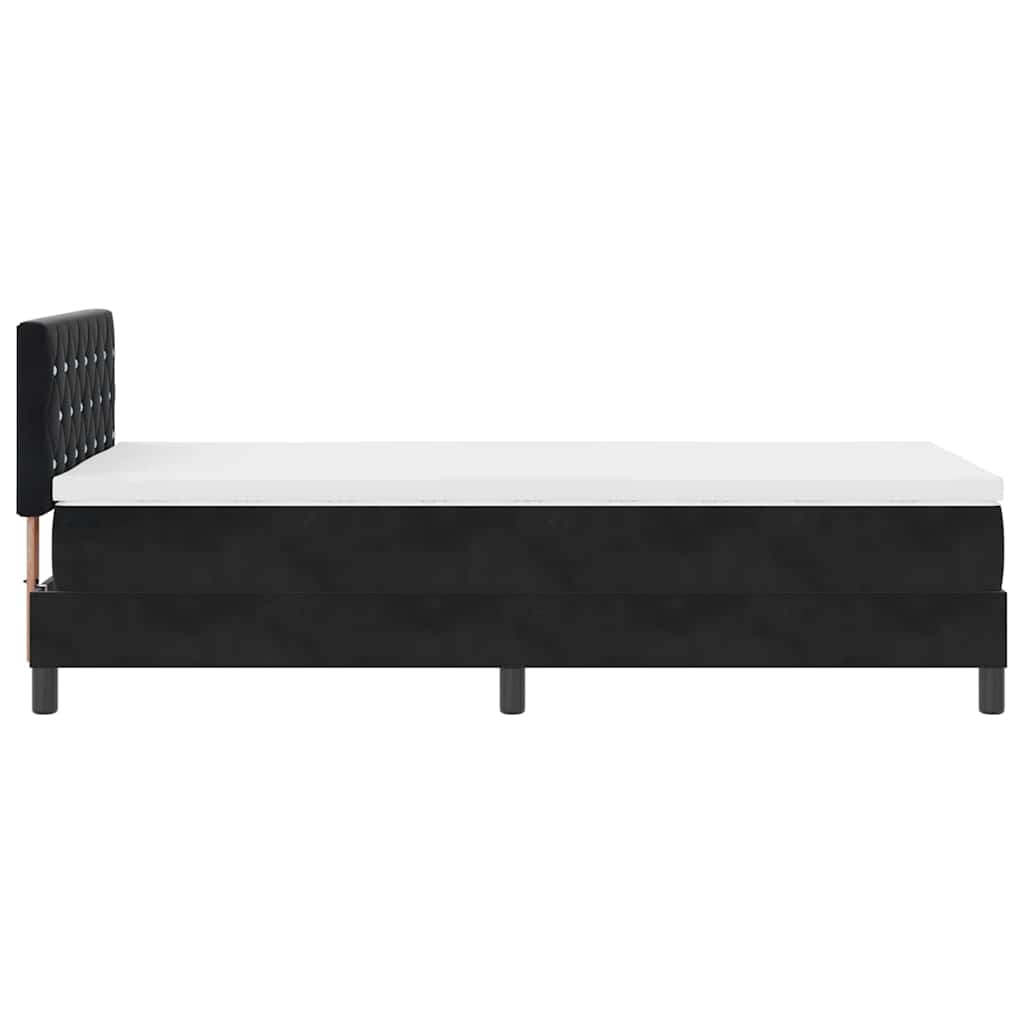 LED Boxspringbett mit Matratze mit LED Schwarz 90 x 190 cm Samt