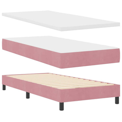 LED Boxspringbett mit Matratze mit LED Rosa 90 x 200 cm Samt