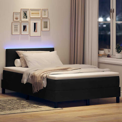 LED Boxspringbett mit Matratze Schwarz 120 x 190 cm Samt