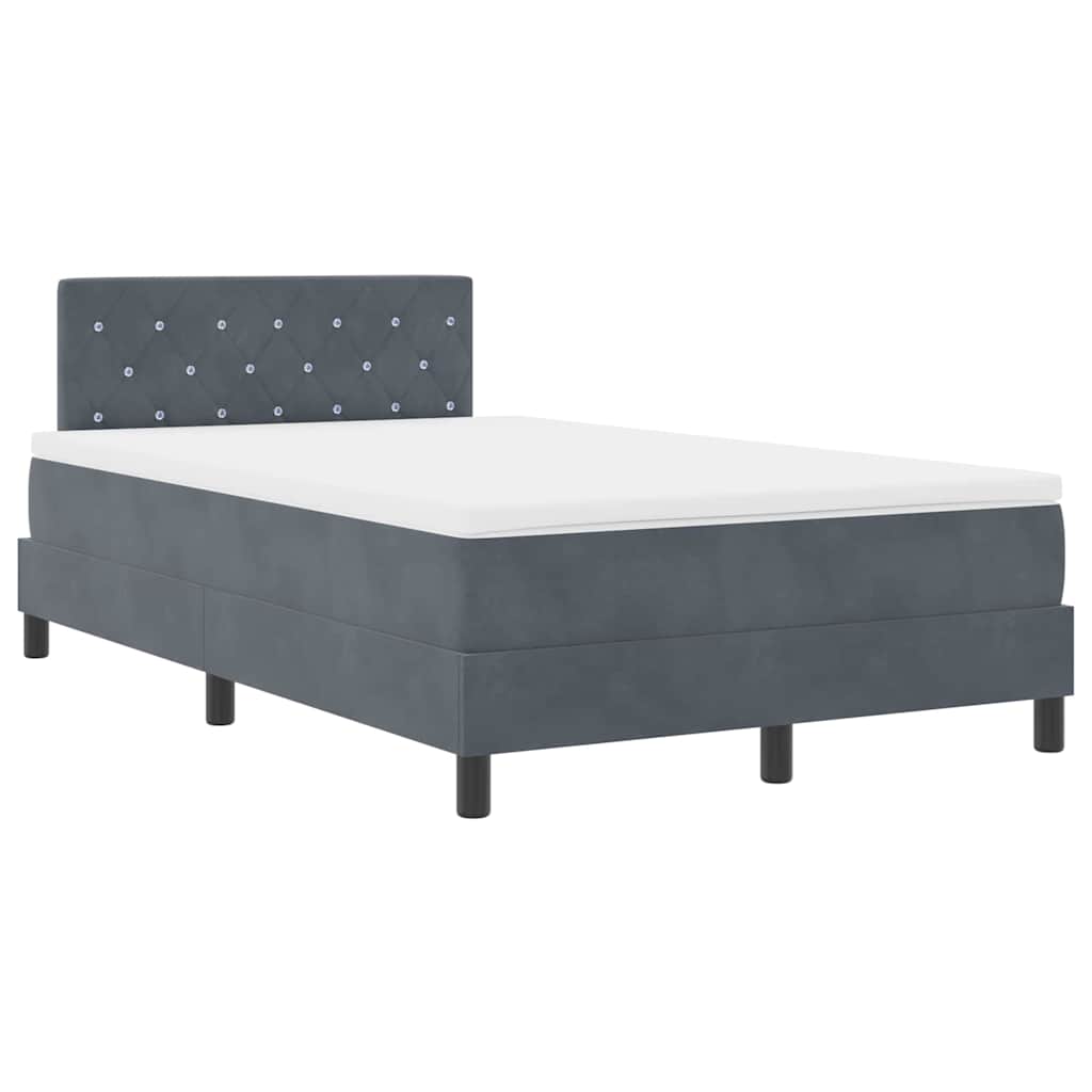 LED Boxspringbett mit Matratze Dunkelgrau 120 x 200 cm Samt