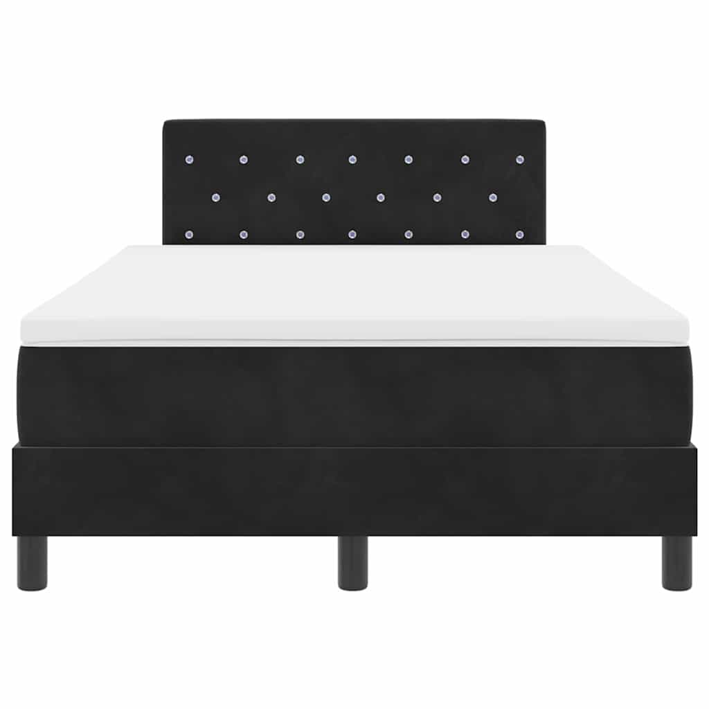 LED Boxspringbett mit Matratze Schwarz 120 x 200 cm Samt