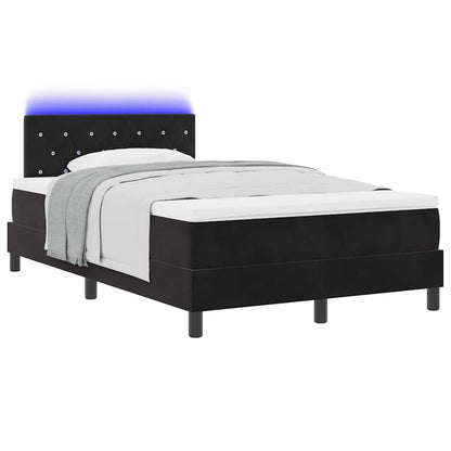 LED Boxspringbett mit Matratze Schwarz 120 x 200 cm Samt
