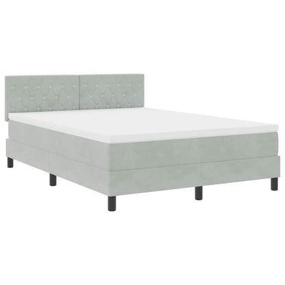LED Boxspringbett mit Matratze Hellgrau 160 x 200 cm Samt
