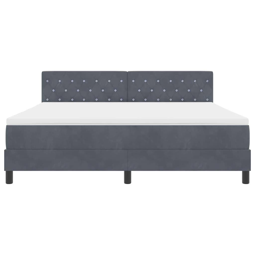 LED Boxspringbett mit Matratze Dunkelgrau 180 x 200 cm Samt