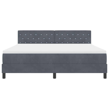 LED Boxspringbett mit Matratze Dunkelgrau 180 x 200 cm Samt
