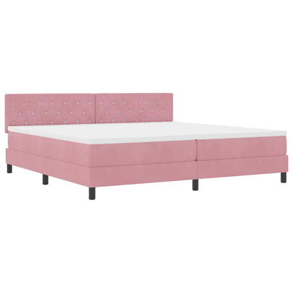 LED Boxspringbett mit Matratze mit LED Rosa 200 x 200 cm Samt