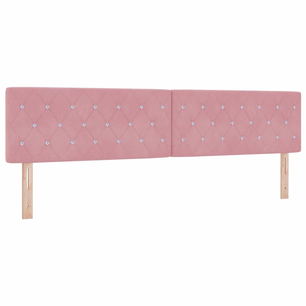 LED Boxspringbett mit Matratze mit LED Rosa 200 x 200 cm Samt