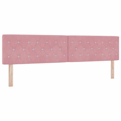 LED Boxspringbett mit Matratze mit LED Rosa 200 x 200 cm Samt