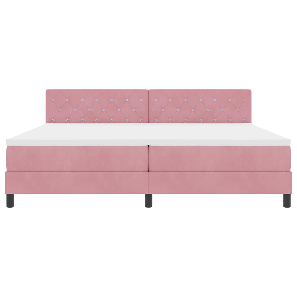 LED Boxspringbett mit Matratze mit LED Rosa 200 x 200 cm Samt