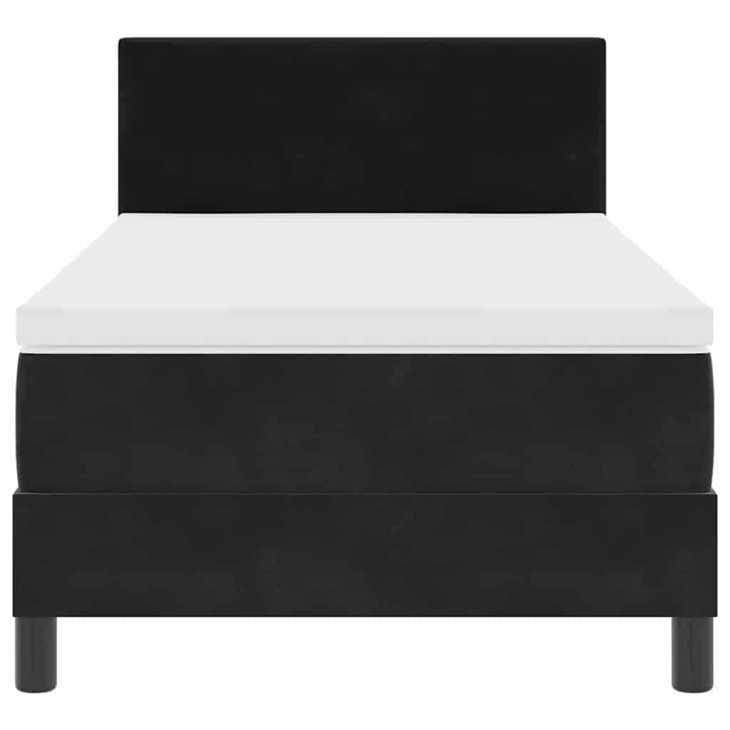 LED Boxspringbett mit Matratze Schwarz 100 x 200 cm Samt