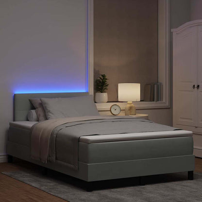 LED Boxspringbett mit Matratze Hellgrau 120 x 190 cm Samt