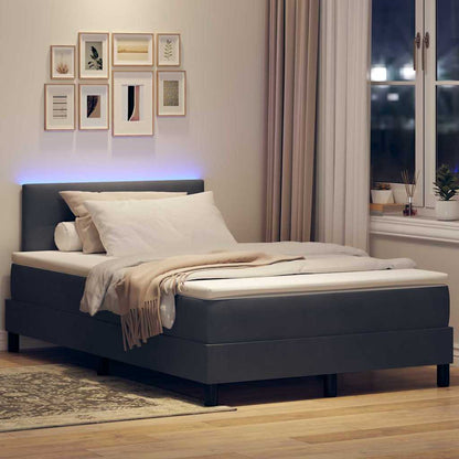 LED Boxspringbett mit Matratze Dunkelgrau 120 x 190 cm Samt