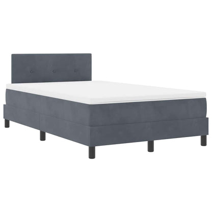 LED Boxspringbett mit Matratze Dunkelgrau 120 x 190 cm Samt