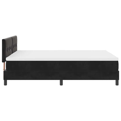 LED Boxspringbett mit Matratze Schwarz 140 x 190 cm Samt