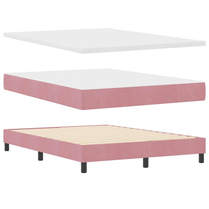 LED Boxspringbett mit Matratze mit LED Rosa 140 x 200 cm Samt