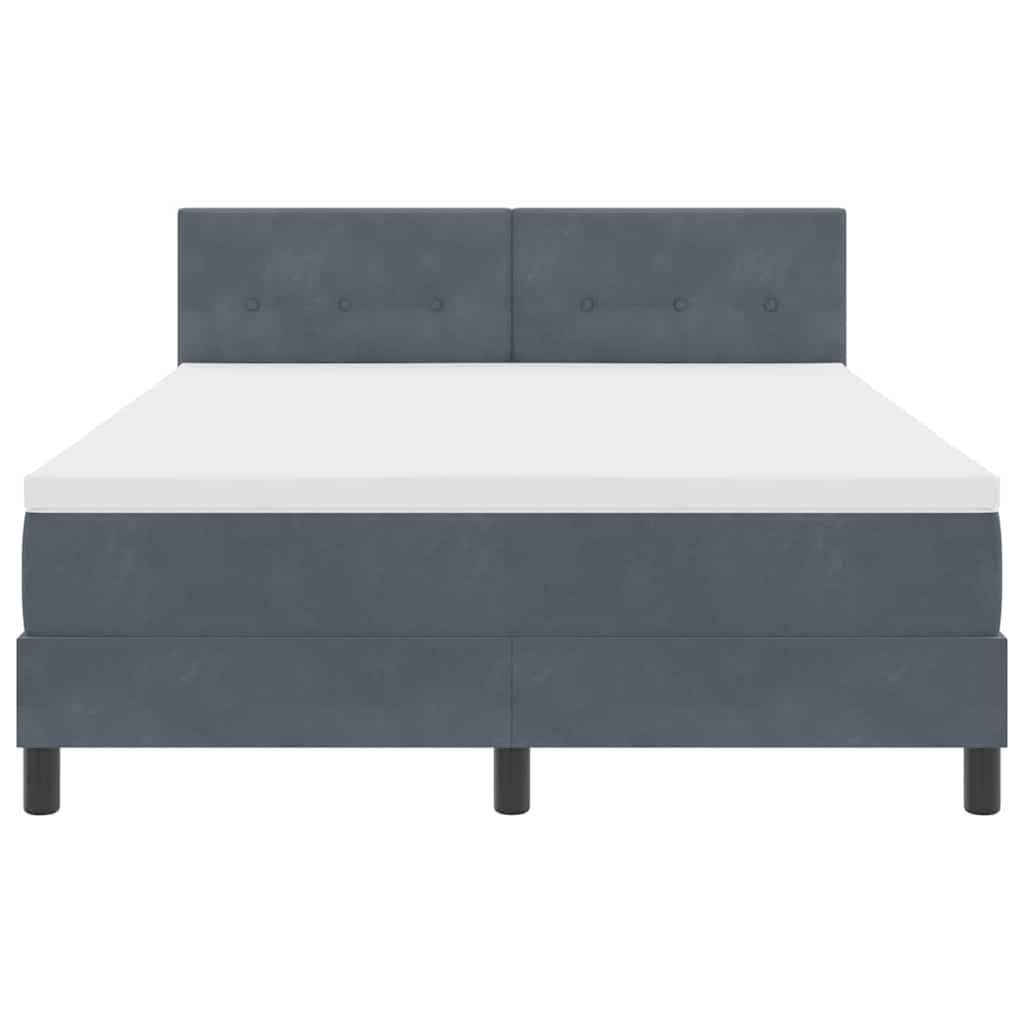 LED Boxspringbett mit Matratze Dunkelgrau 160 x 200 cm Samt