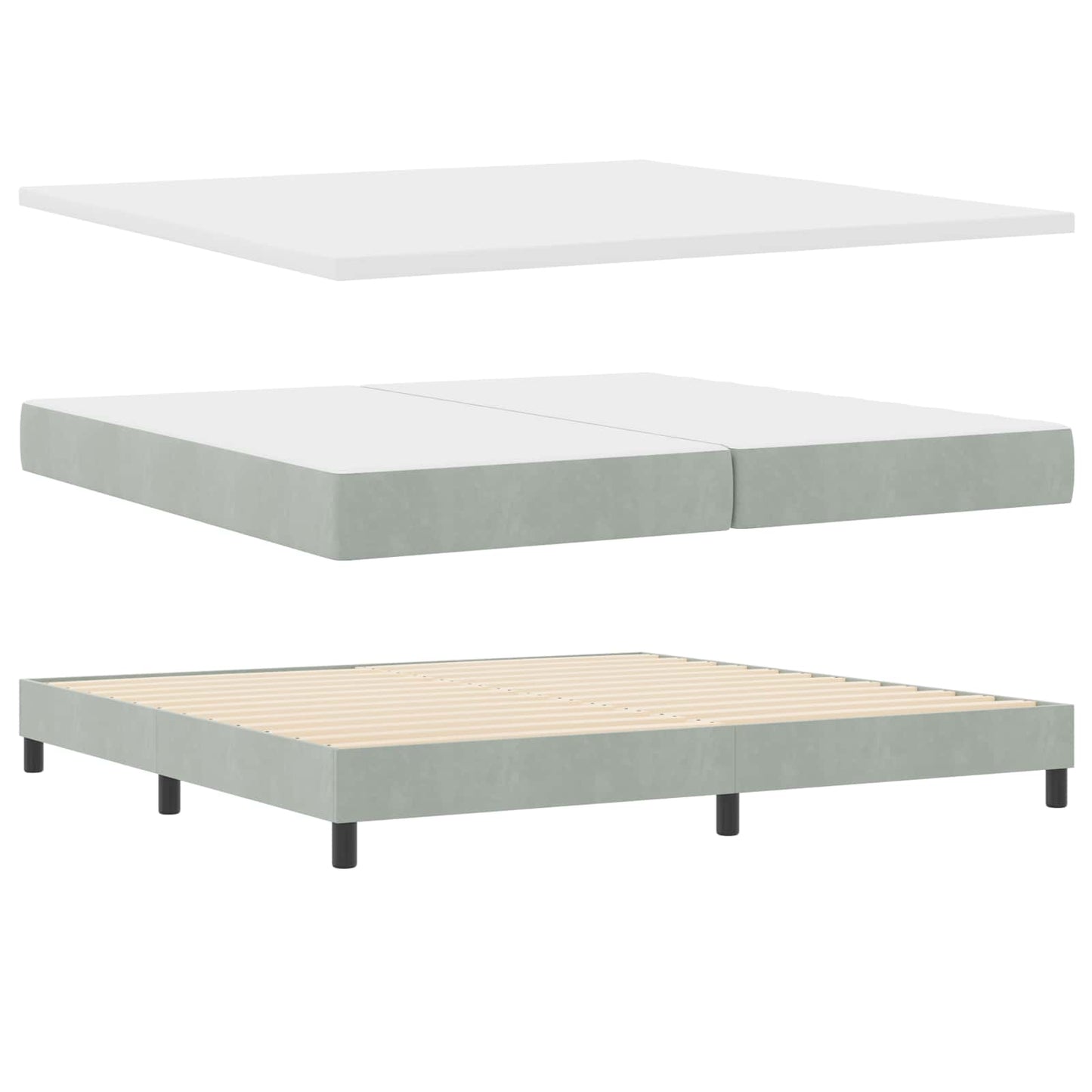LED Boxspringbett mit Matratze Hellgrau 200 x 200 cm Samt