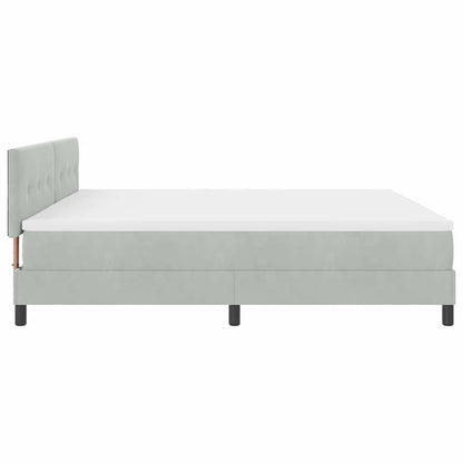 LED Boxspringbett mit Matratze Hellgrau 200 x 200 cm Samt