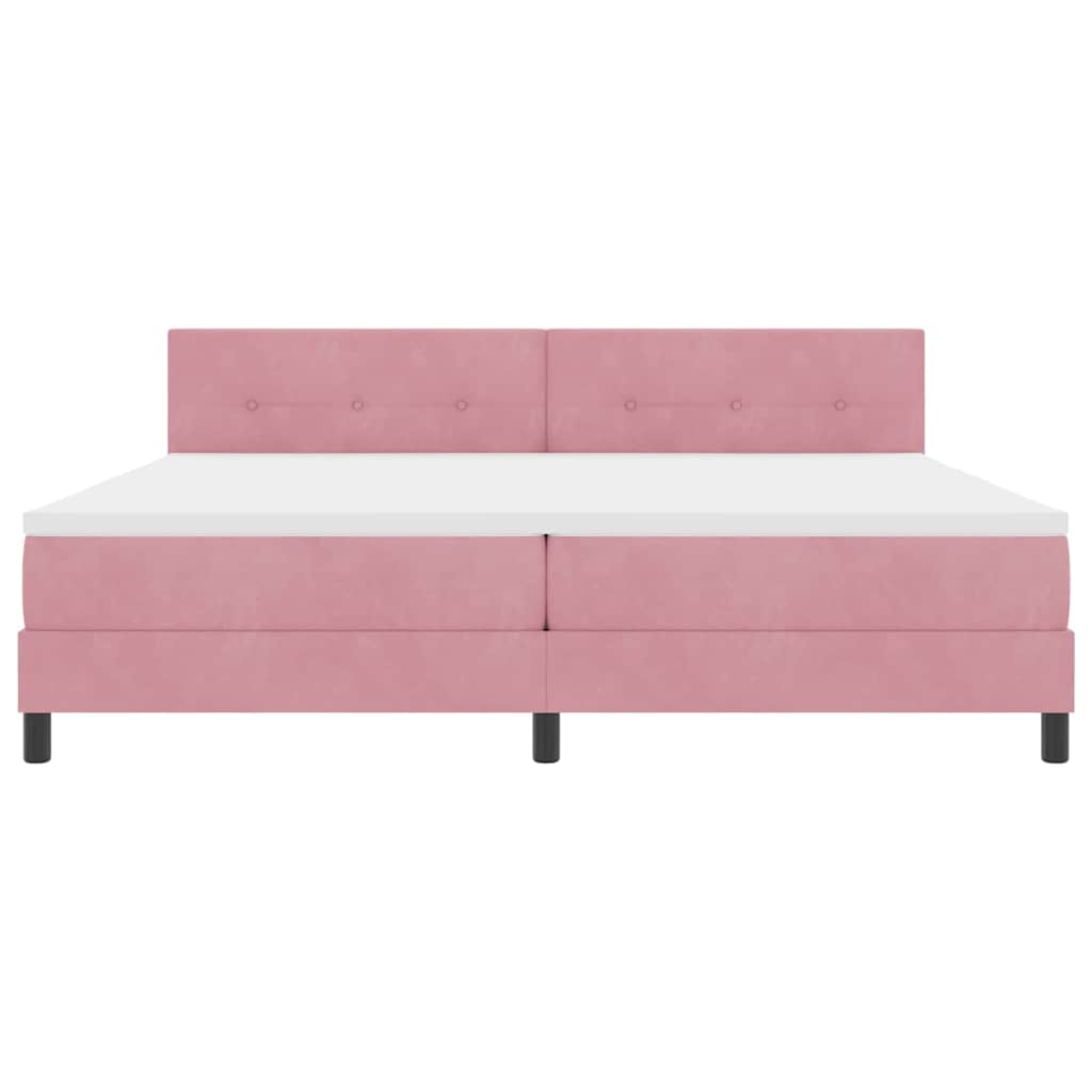 LED Boxspringbett mit Matratze mit LED Rosa 200 x 200 cm Samt