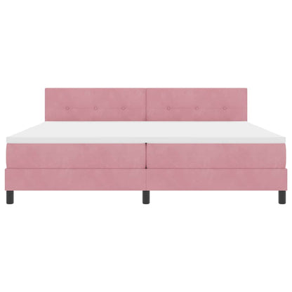 LED Boxspringbett mit Matratze mit LED Rosa 200 x 200 cm Samt