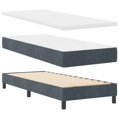 LED Boxspringbett mit Matratze Dunkelgrau 80 x 200 cm Samt