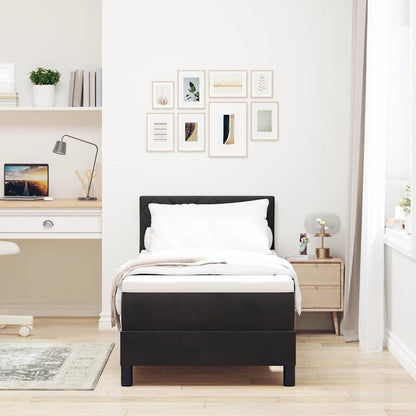 LED Boxspringbett mit Matratze mit LED Schwarz 80 x 200 cm Samt