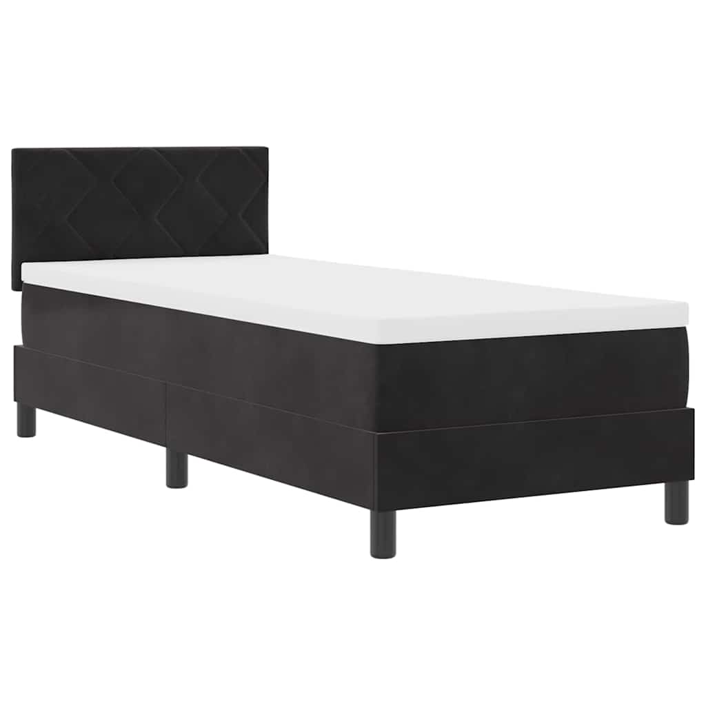 LED Boxspringbett mit Matratze mit LED Schwarz 80 x 200 cm Samt