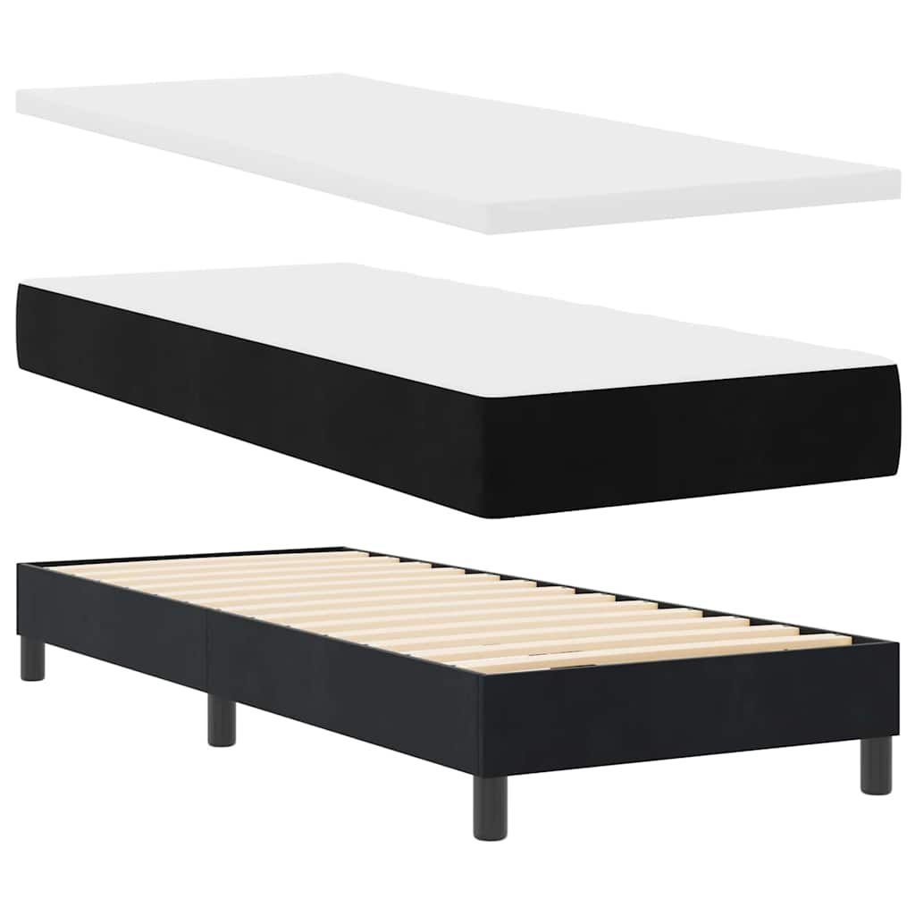 LED Boxspringbett mit Matratze mit LED Schwarz 80 x 200 cm Samt
