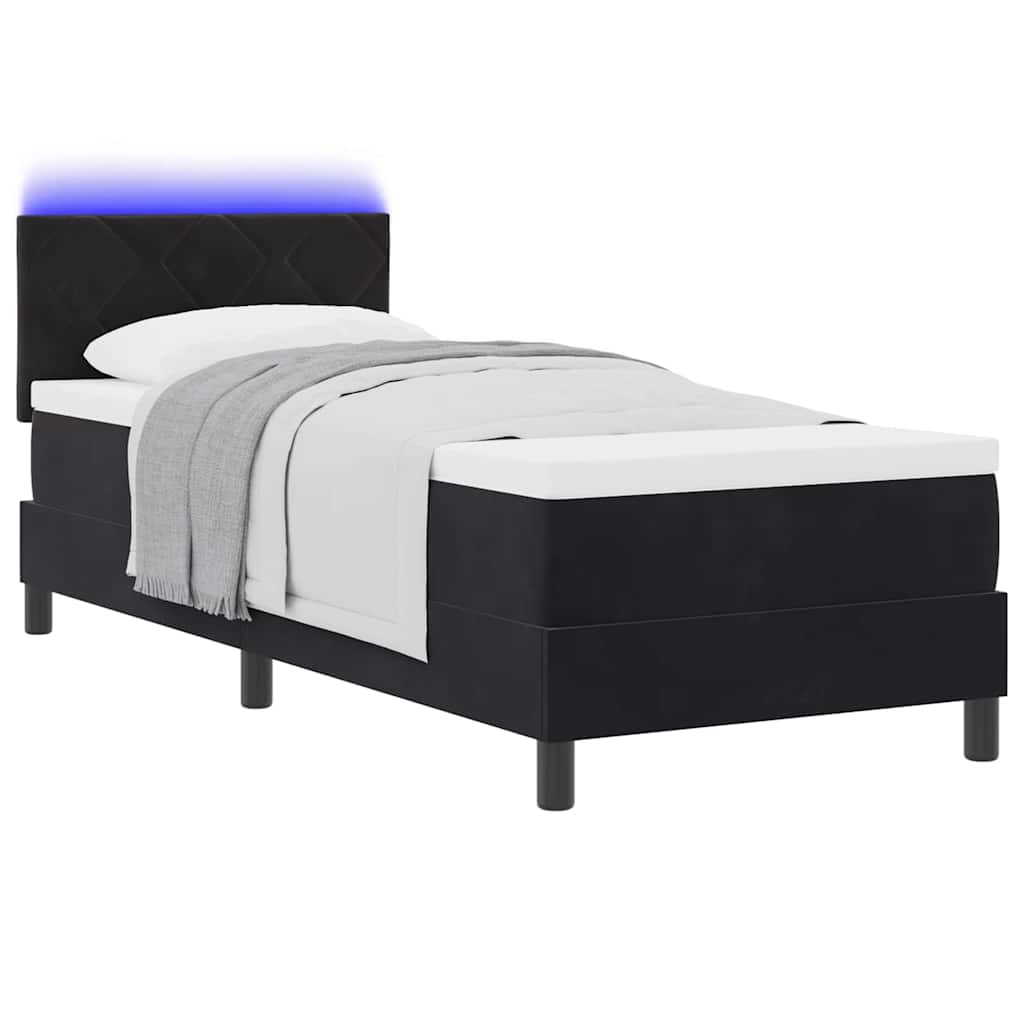 LED Boxspringbett mit Matratze mit LED Schwarz 80 x 200 cm Samt