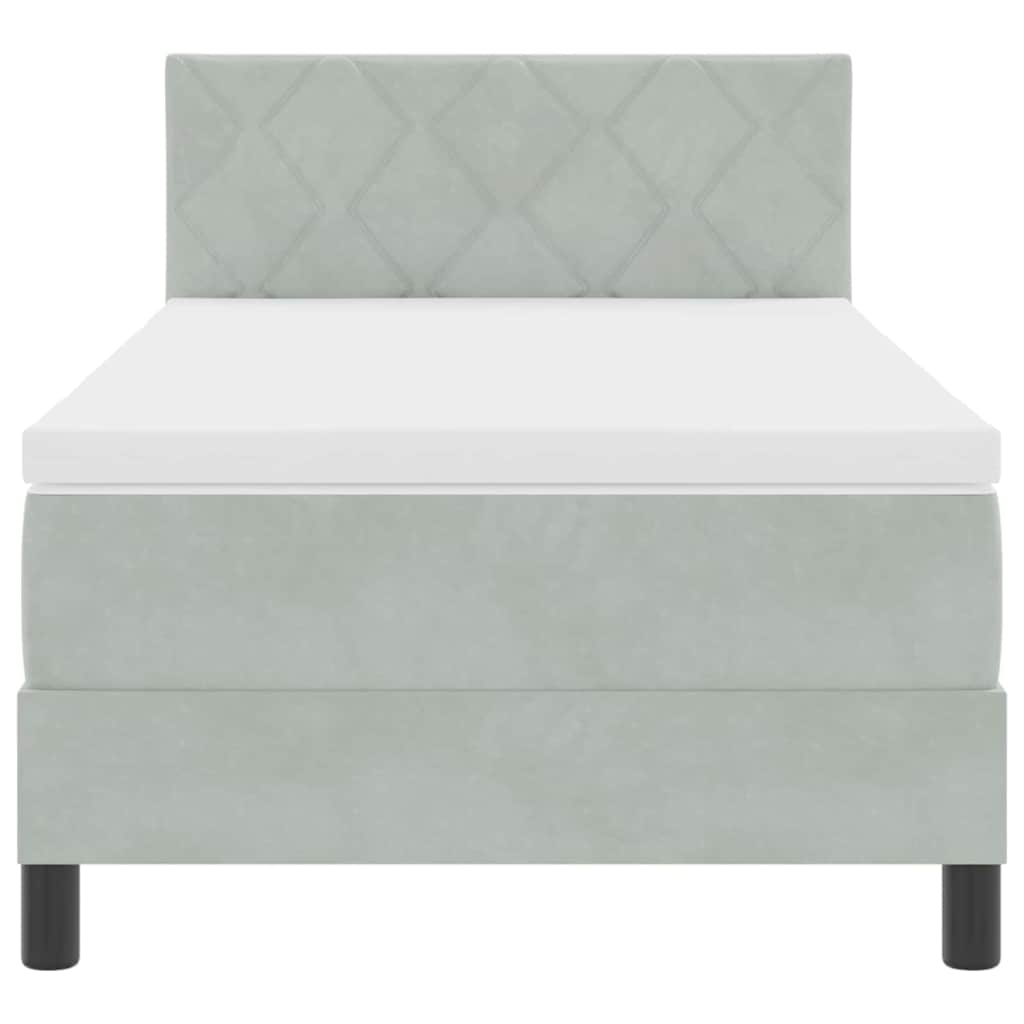 LED Boxspringbett mit Matratze Hellgrau 90 x 200 cm Samt