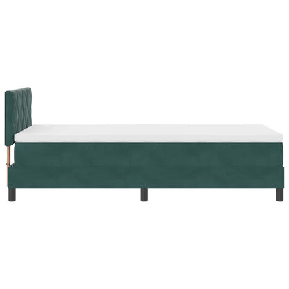vidaXL LED Boxspringbett mit Matratze Dunkelgrün 100 x 200 cm Samt